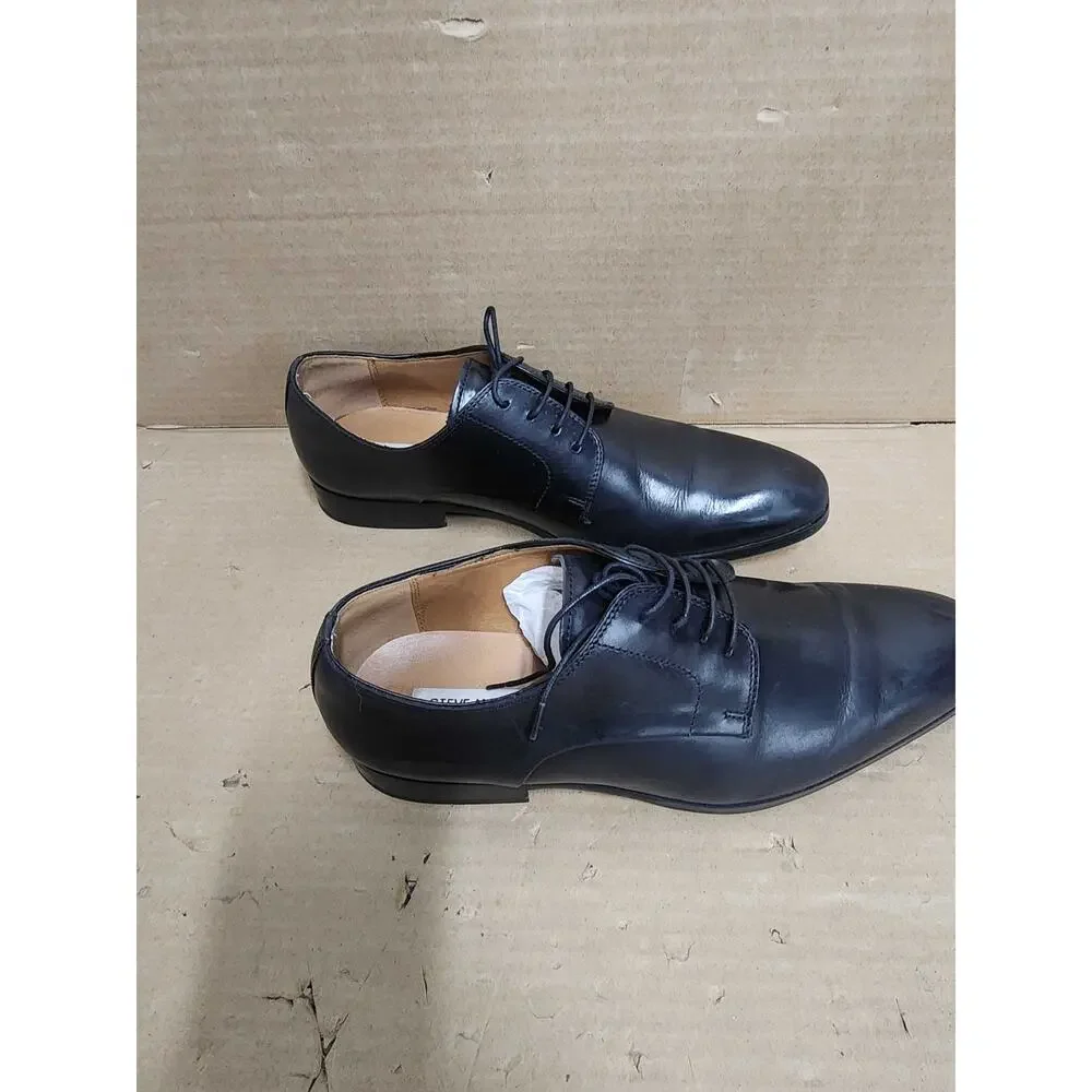 USED Steve Madden Men's Parsens Leather Dress Oxford, Black Leather, 10 M